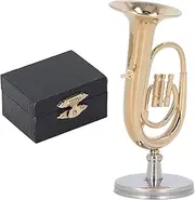 Tuba Miniature Replica, Brass Gold Miniature Baritone Horn Exquisite Mini Baritone Horn Dollhouse Musical Instrument Mini Tuba Home Decoration