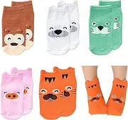 [RZMZBY] Non-Slip Socks for Babies, Winter Socks, Children, Baby, Toddlers, ABS Non-Slip Socks, Trainer Socks, 1-3 Years, Pack of 5, White, 3-24 Monate