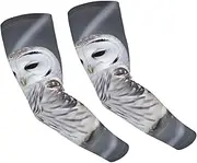 [FHEDVBN] Winter White Owl Arm Sleeves Compression Arm Covers for Men Women Outdoor Sun Sleeves Cooling Sports Sleeve, Black