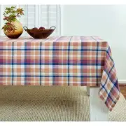 Solino Home Extra Long Rectangle Linen Tablecloth for Summer Fall Flavors Madras
