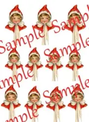 Whimsical Christmas Pixie Elves Waterslide Decals