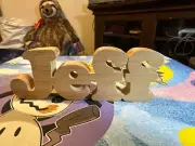 Jeff natural wood name cut-out decor homemade