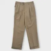 Dockers Premium Dress Pants Mens 33x32 Relaxed Fit Pleated Khaki Beige NEW