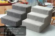 Dog Stairs 3 Step Solid Sturdy Built to Last Custom Made Light Grey Aussie Made