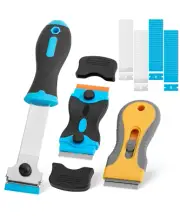 Razor Blade Scraper Set, w/ Extra Plastic & Metal Blades, Window Scrapers Tool