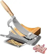 Biltong Cutter Jerky Slicer Chinese Medicine Slicer Manual Meat Slicer Cutter with Oak Board, Stainless Steel Tray and Sharpening Steel,for Chinese Herbs, Biltong, Beef Jerky,Bacon or Cooked Meat