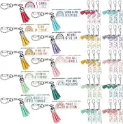 [Unittype] 30 Pcs Inspirational Keychains Bulk Back to School Gift Rainbow Clear Acrylic Keychain for Teacher Student Employee