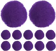 uxcell 12-Pack Faux Fur Pom Poms, 1.2 Inch/ 3.1 cm Soft Fluffy Pompoms Balls Faux Rabbit Fur with Elastic Loop for Hats/Bags/Keychains/Knitting Accessories/DIY Crafts [Deep Purple]