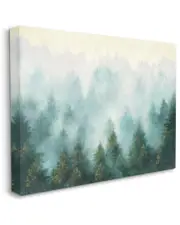 Stupell Industries Abstract Pine Forest Landscape with Mist Green Painting Stretched Canvas Wall Art by Julia Purinton