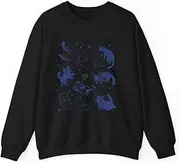 [Generic] Space Cats Funny Astronaut Cat Lover Sweatshirt for Adults Crew Neck Long Sleeve Pullover