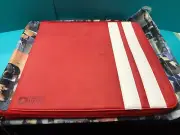GT CD, movie or game disk Case Red and white zippered leather folder