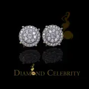 925 Sterling Yellow Silver 2.82ct Cubic Zirconia Round Women's Stud Earrings