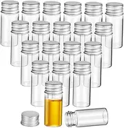 FOMIYES 20pcs Mini Glass Bottles Aluminium Screw Lids Clear Sample Vials for Travel Refillable Storage Containers for Organizing Versatile Use for Makeup Condiments and More