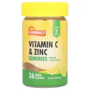 Sundance Vitamins, Vitamin C & Zinc Gummies, Natural Lemon, 36 Vegan Gummies