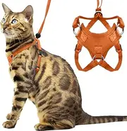 Houdini™ Escape Proof Cat Harness and Leash Set by OutdoorBengal – Orange, Medium Cat Harness for Walking