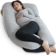 Ersam Pharmedoc Women Pregnancy Pillow, U-Shape Full Body Pillow and Maternity Support Back, Hips, Legs, Belly Detachable Grey