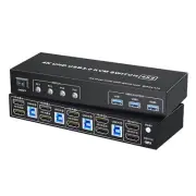 4K HDMI USB3.0 KVM Switch 4X2 4K@60Hz UHD HDMI2.0 Switcher Box 4 Computers Share