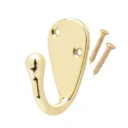 Bright Brass Single Robe Hook