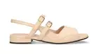Women vegan flat sandals slingback beige apple skin with straps buckles open toe
