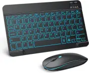 Bluetooth Wireless Keyboard & Mouse w/7-Color Backlit for iPad 10th/9th/8th...