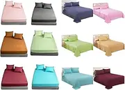 Voice7 4pc Flannelette Sheets Set (Fitted Sheet, Flat Sheet, Pillowcases Pair) Flannel 100% Brushed Cotton Bedding Set (Sky Blue, Super King Bed)