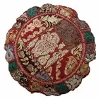 New 18" Round Floor Decorative Pillow Cover Brown Patchwork Cushion Covers Throw