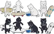 [TEHAUX] 16 pcs Black and White Cat Brooch coat brooch cat brooch pins brooch costume jewelry lapel pins for women cat pins animal backpack hat pin cute enamel alloy apparel Miss collar pin