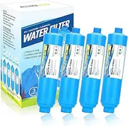 CircleRiver RV Inline Water Filter, NSF Certified, 20 Microns Camper Water Filter, Reduces Bad Taste, Odors, Chlorine, Sands, Ideal for RV, Garden, Pets and Marine, 4 Pack