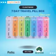 Flightmode 7 Day Travel Pill Box Medicine Organiser BPA Free Colour Coded