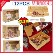 12pcs Christmas Candy Cookie Box Cupcake Muffin Cake Box Bakery Gift Boxes Xmas