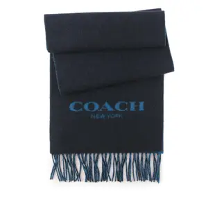 COACH Logo 羊毛混喀什米爾雙色圍巾（海軍色/藍色） _廠商直送