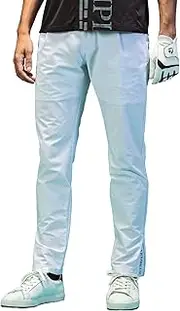 リュクスエイケイエムプラス(LUXEAKMPLUS) LUXEK Plus Men's Golf Pants, Side Zip Logo Pants, White, M
