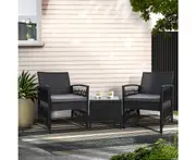 Gardeon Patio Furniture Outdoor Bistro Set Dining Chairs Setting 3 Piece Wicker