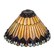 Meyda Lighting 12"W Tiffany Jeweled Peacock Shade, CL/SFWR/Blue/VL/Choc - 26311