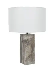 Sandrine 1 Light Square Table Lamp in Silver Travertine