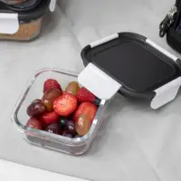在飛比找momo購物網優惠-【BUILT】玻璃密封保鮮盒 黑白300ml(收納盒 環保餐