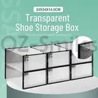 6/12/24 Set Transparent Shoe Storage Box Stackable Drawer Organizer - Black