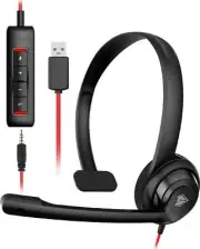 USB Headset with Microphone Noise Cancelling & in-line Control Skype Webinars