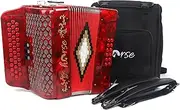 Horse 34 Key Accordion, GCF 12 Bass 3 Row, Made of Celluloid Louder & Clearer Timbre than Plastic,Accordions Instrument for Adults,W/Luxury Backpack,Straps,34 Buttons Acordeón Acordeones Para Adultos