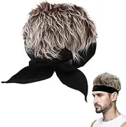 [AZIDWERYQ] Hat with Hair for Men Artificial Adjustable Soft Polyester Visor with Hair & Bow Tie Unisex Cycling Bike Cap Fake Wig Visor