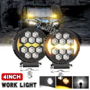 Pair 4"inch Round LED Work Light Bar Flood Spot Fog Lamps Driving Lamp Offroad