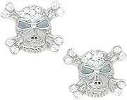 [JewelryWeb] 14k White Gold CZ Simulated Diamond Big Skull Fancy Post Earrings 13x14mm Stud Earring for Women