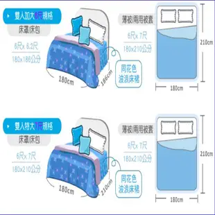 M.I.T精梳純棉印花【單人 雙人 加大 特大組合】規格可選 兩用被床包四件組 六件式鋪棉床罩組 F202藍