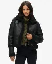 Faux Shearling Crop Jacket | Black