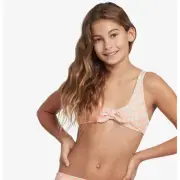 Roxy Girls Barbie Tie Front Bikini Top in Coral Reef Barbie XL 14 MSRP $25