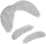 3pcs Self Adhesive Fake Eyebrows Beard Set Halloween Party Accessory DIY Cosplay Costumes Novelty False Mustache for Men