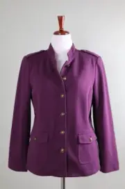 TALBOTS NWT $139 Purple Tab Shoulder Military Double Pocket Jacket Top Size 14