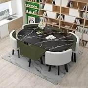 Dining Conference Table Set for 6, MDF Table Top＆6 Leather Upholstered Chairs Reception Table and Chairs for Dining kicken Room(7)