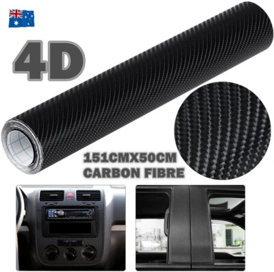 50cmx1.51M Car 4D Gloss Black Carbon Fibre Vinyl Wrap Air Release Film Sticker