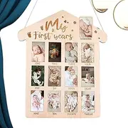Photo Frames - Nursery Decoration Frame, Baby Photo Frame | First Year Photo Display Board, Cute Baby Photo Frame, Display Photo Frame C